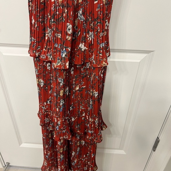 NWOT Lulus Such Sophistication Rust Red Floral Pleated Maxi Dress - Picture 7 of 8